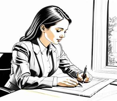 Professional preparing bid documentation from the supplied presentation